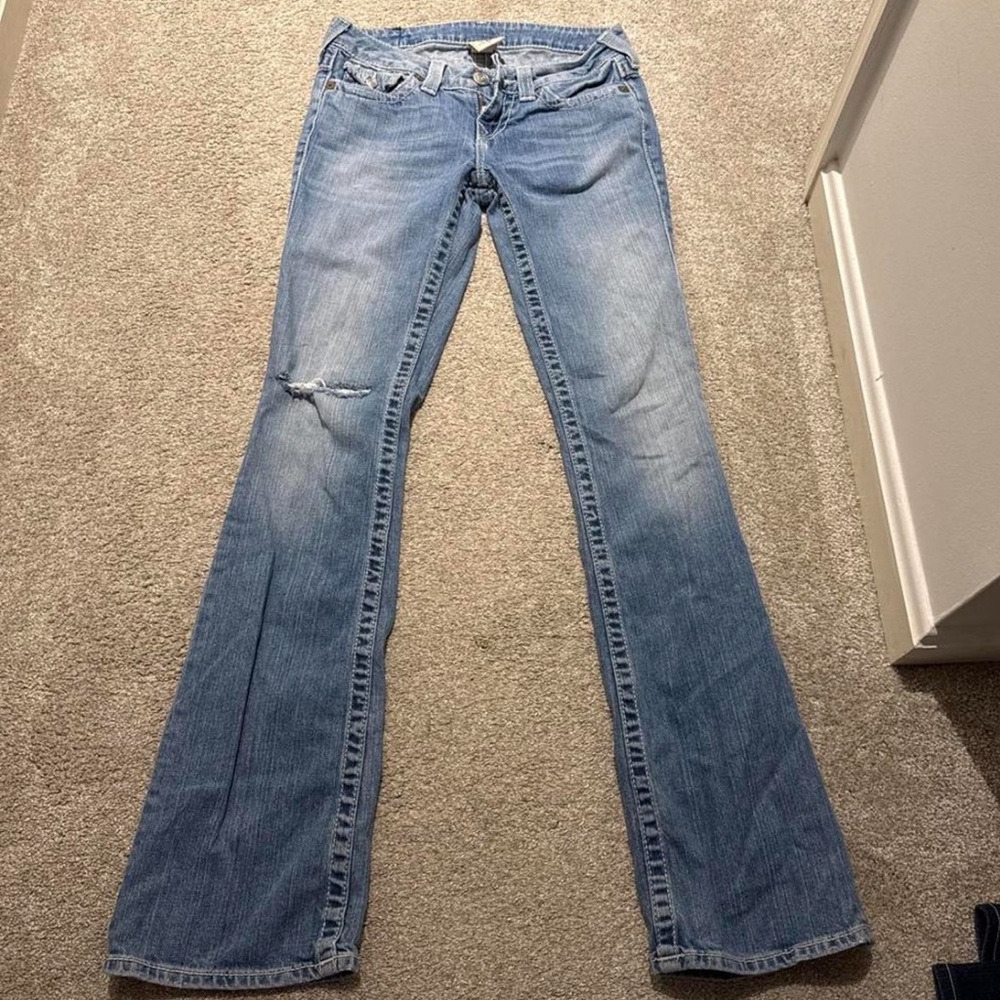 True religion low rise light wash bootcut jean